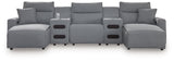 ModMax II Salt and Pepper 5-Piece Power Reclining Sectional with Chaise, front view