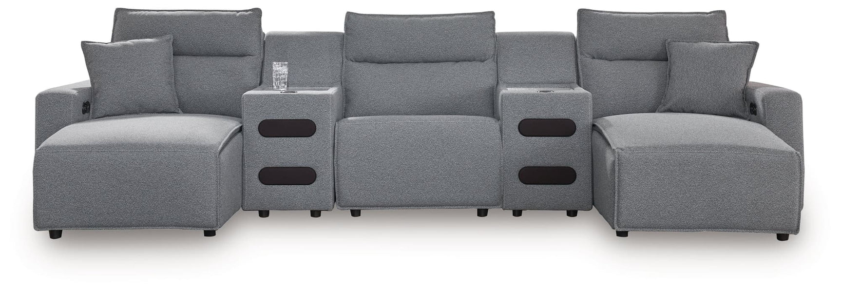 ModMax II Salt and Pepper 5-Piece Power Reclining Sectional with Chaise, front view