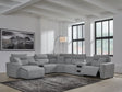 ModMax II Salt and Pepper 7-piece power reclining sectional with chaise, front view