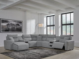 ModMax II Salt and Pepper 7-piece power reclining sectional with chaise, front view