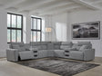 ModMax II Salt and Pepper 7-Piece Power Reclining Sectional with Audio Consoles front view