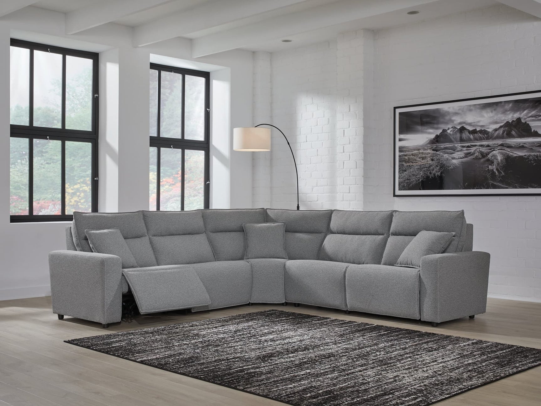 ModMax II Salt and Pepper 5-Piece Power Reclining Sectional front view
