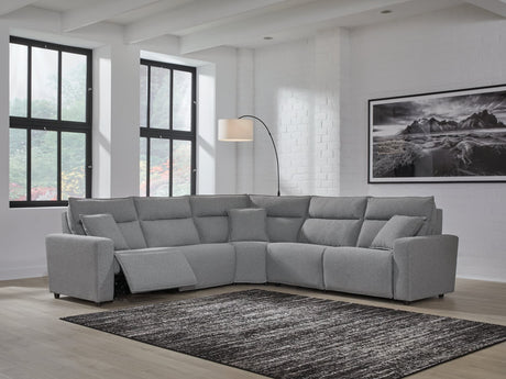 ModMax II Salt and Pepper 5-Piece Power Reclining Sectional front view