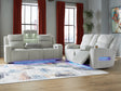 Forest Alloy Lake power reclining sofa and loveseat set front view