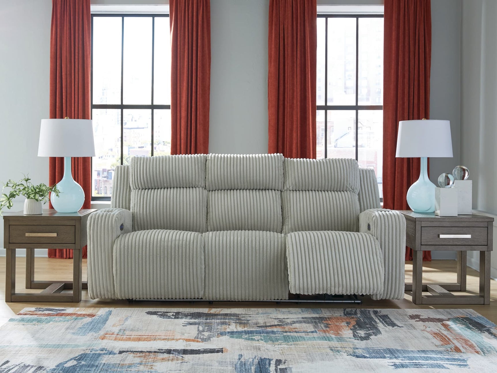 Forest Lake Alloy Chenille Velvet Power Reclining Sofa front view