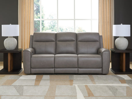 5Z-Comfort Coin Leather Power Reclining Sofa front view