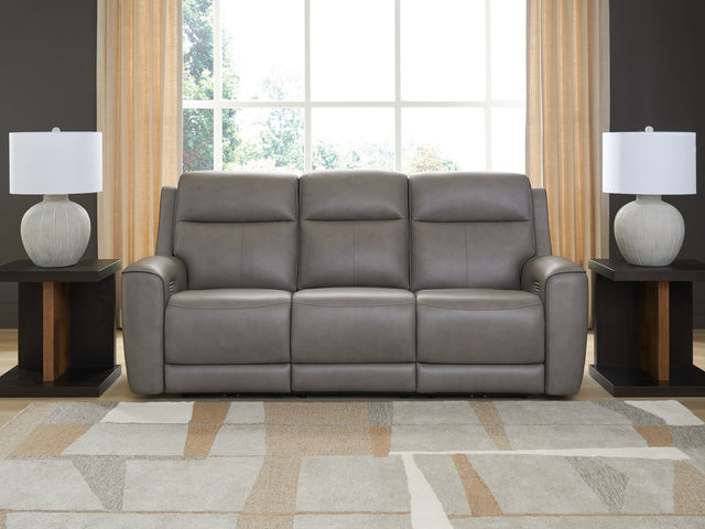 5Z-Comfort Coin Leather Power Reclining Sofa front view