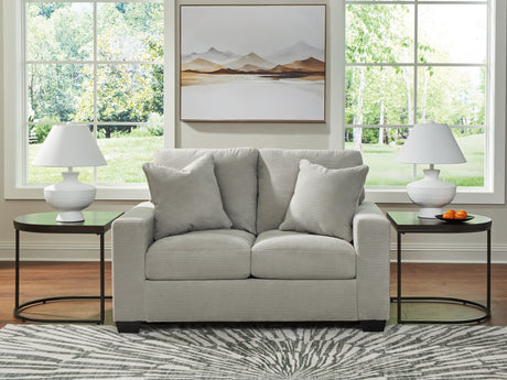 Greenbriar Smoke Velvet Loveseat front angle
