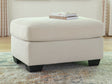 Greenbriar Ivory velvet ottoman angled view