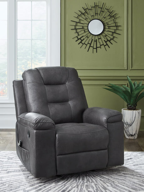 Stockworth Granite Faux Leather Recliner front view