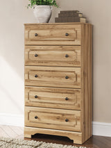 Aleaport Warm Brown Chest of Drawers front view with drawers closed
