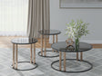 Hannerly 3-piece black and gold round table set, front view
