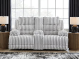 Rhines Falls Alloy Velvet Power Reclining Loveseat with Console front angle
