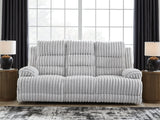 Rhines Falls Alloy Velvet Power Reclining Sofa front angle view