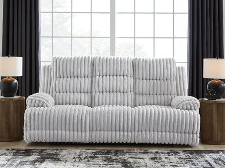 Rhines Falls Alloy Velvet Power Reclining Sofa front angle view