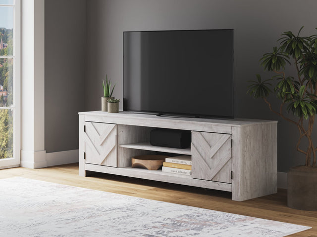 Cayboni 71 inch whitewash TV stand front view