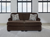 Front view of Kimlee Chocolate Velvet 2-Piece Super Chaise sectional
