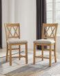 Havonplane brown counter height dining table with six barstools and storage bench front view