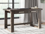 Breckington dark brown home office desk and chair set front view