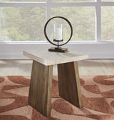 Brendalhouse light brown coffee table with two end tables front view