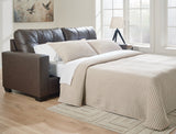 Barlin Mills Umber Faux Leather Queen Sofa Sleeper front angled view