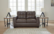 Barlin Mills Umber Faux Leather Loveseat front angle