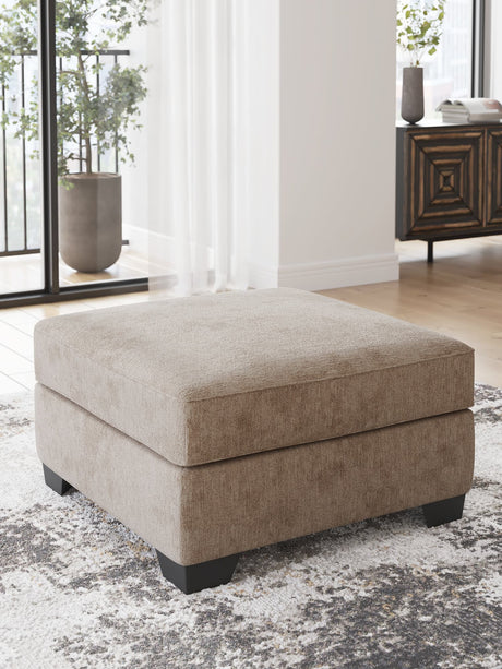 Olten Mocha Chenille Oversized Accent Ottoman angled front view
