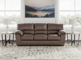WillowBend Umber Faux Leather Sofa main view