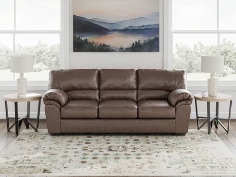 WillowBend Umber Faux Leather Sofa main view