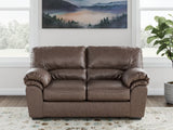 WillowBend Umber Faux Leather Loveseat front view