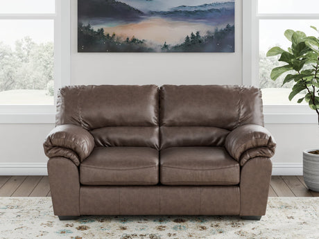 WillowBend Umber Faux Leather Loveseat front view