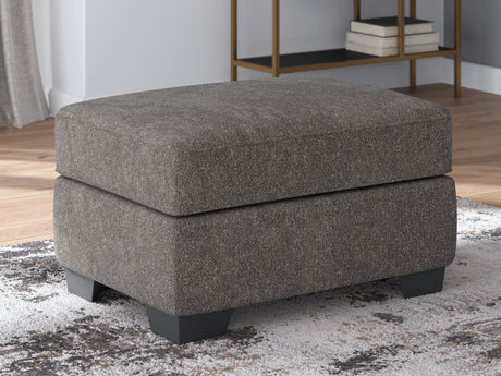 Olten Ottoman in graphite chenille fabric, front angle view