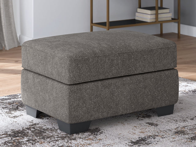 Olten Ottoman in graphite chenille fabric, front angle view