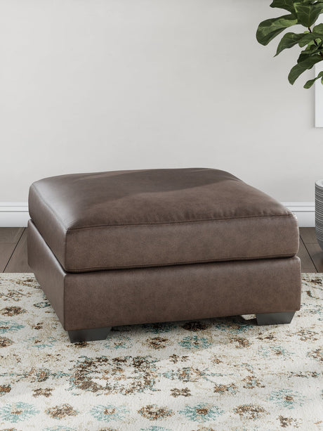 WillowBend Umber Faux Leather Oversized Accent Ottoman front angle