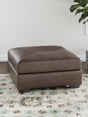 WillowBend Umber Faux Leather Oversized Accent Ottoman front angle
