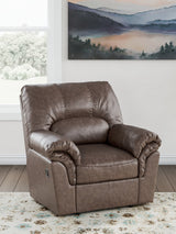 WillowBend Umber Faux Leather Recliner chair front angle view