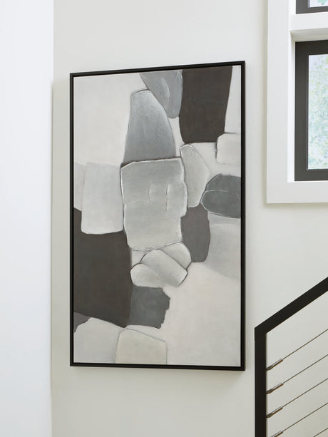 Adilson Wall Art front view with white, gray, and black abstract design