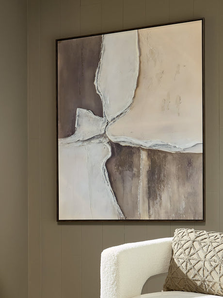Junward abstract brown tan white wall art front view