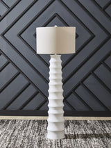 Veraleigh White Floor Lamp front angle showing scalloped shade
