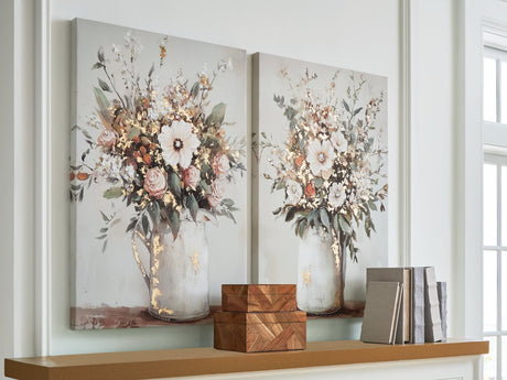 Faisaldon multi wall art set of 2 front view with floral designs
