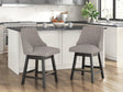 Neymorton Dark Grayish Brown Counter Height Swivel Barstool front angle
