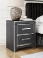 Zuraleus black nightstand front view showing drawers and handles