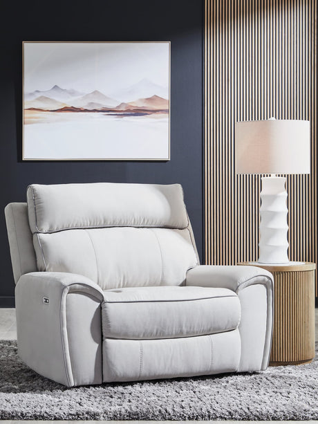 Social Pointe Pearl/Ash Chenille Power Recliner front view