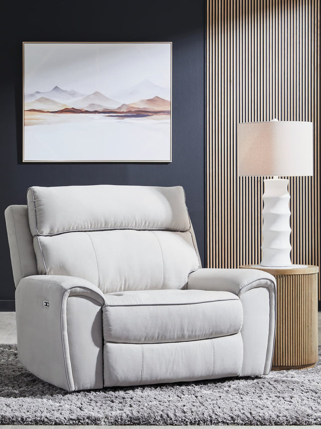 Social Pointe Pearl/Ash Chenille Power Recliner front view
