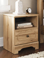 Aleaport nightstand warm brown finish front view