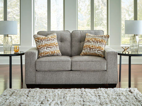 Larimer Loveseat front angle in iron chenille upholstery