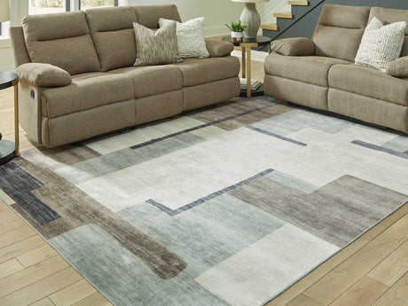 Larkport area rug cream brown gray wash 8x10 view from above