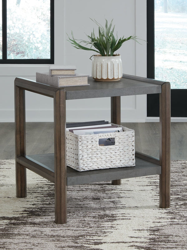 Kallenny Brown and Gray End Table front angle view