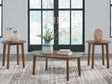 Gordonay brown wood coffee table front angle