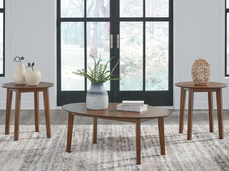 Gordonay brown wood coffee table front angle